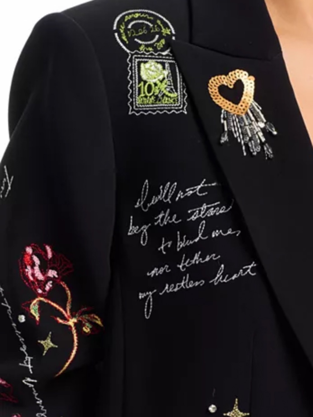 cinq a sept Black Embroidered Floral & Motif Blazer - Picture 4 of 5